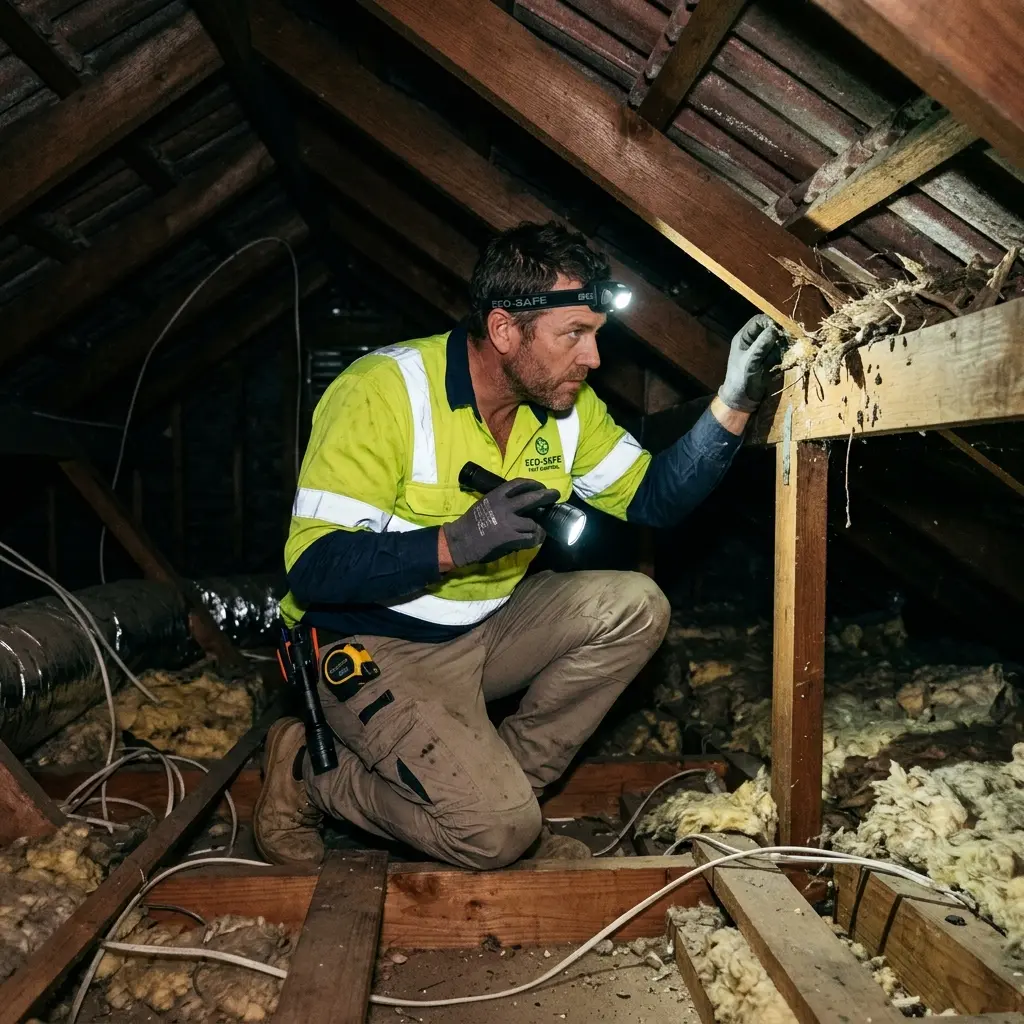 Technician inspecting a Clyde subfloor void for a deceased cat