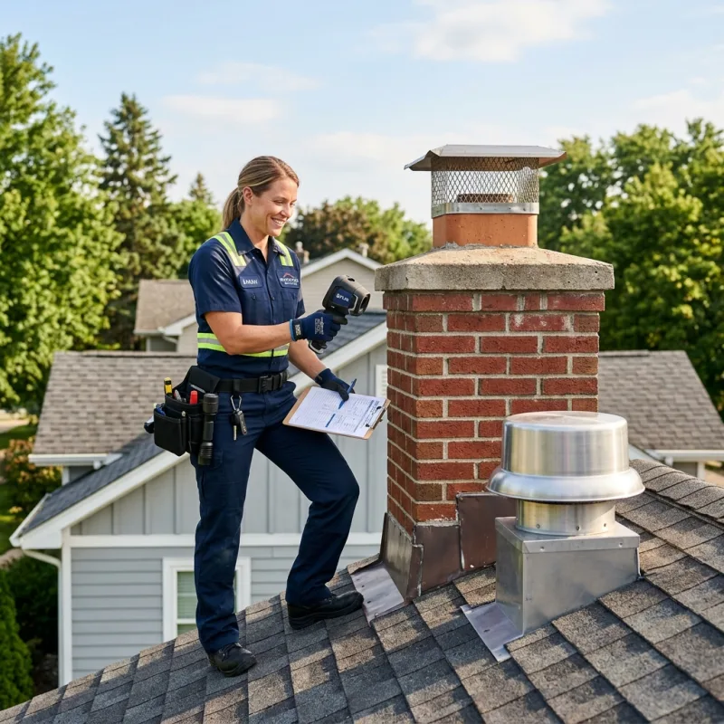 Technician inspecting a Clyde roof cavity and ductwork for a dead bird