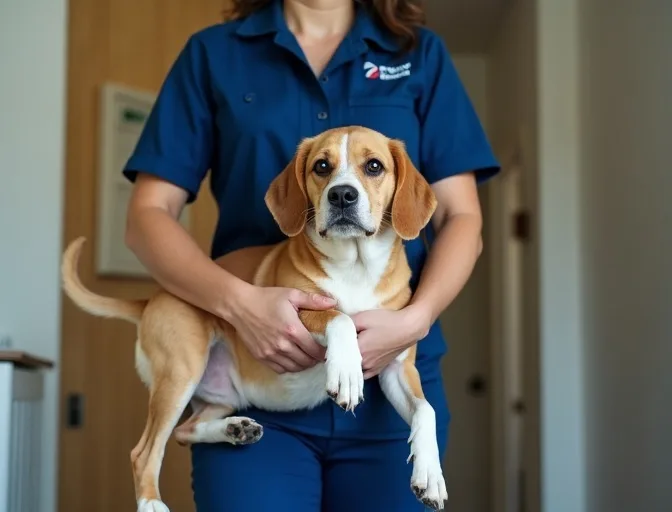 Technician respectfully transporting a deceased dog in Clyde